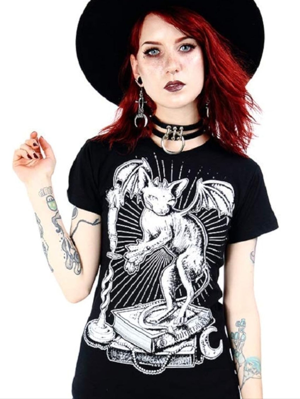 Restyle | Occult Sphynx Cat & Spellbook T-Shirt | Women's Size M